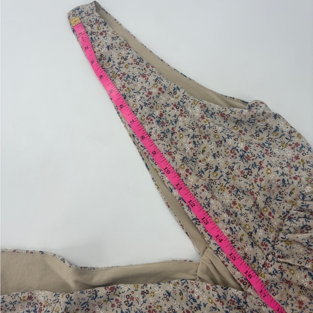 Polagram Taupe Floral Dress with Plunging V Neck. Pockets! - Picture 7 of 8